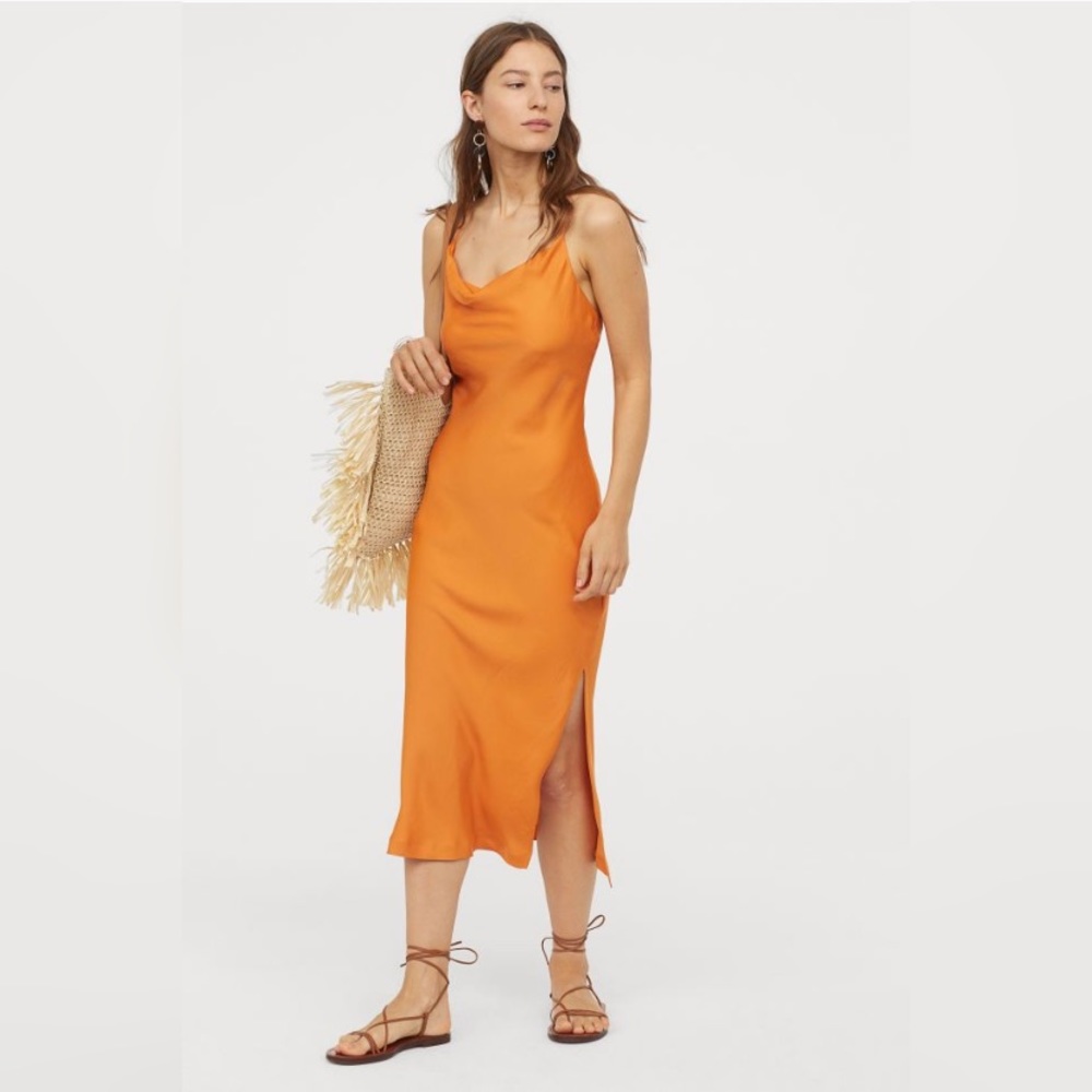 H&M Satin Bias Cut Midi Dress